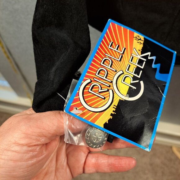 NWT VTG Cripple Creek S Black Leather Suede Jacket Metal Stud Embellish Cropped - Picture 3 of 11